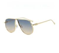 SMMZRF Gafas de sol elegantes con montura de metal de gran tamaño, unisex, retro, gafas de protección solar, C8, con caja