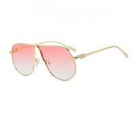 SMMZRF Gafas de sol elegantes con montura de metal de gran tamaño, unisex, retro, gafas de protección solar, C7, con caja