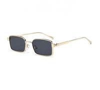 SMMZRF Gafas de sol retro de metal con marco cuadrado, unisex, estilo urbano elegante Uv400, C1, con caja
