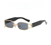 SMMZRF Gafas de sol unisex cuadradas con marco de metal, elegantes lentes UV400, C1, con caja