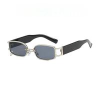 SMMZRF Gafas de sol unisex cuadradas con marco de metal, elegantes lentes UV400, C2, con caja