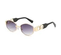SMMZRF Gafas de sol unisex de metal retro, marco pequeño, viseras de sol, gafas de protección UV, C2, con caja
