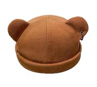 SMMZRF Sombrero unisex con orejas de gato, color sólido, estilo hip-hop, semilla de melón, rojo ladrillo, 56-59 cm