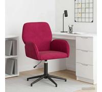 smnyxs Silla De Oficina Giratoria 54x55x90 cm Burdeos Terciopelo | Altura ajustable 78-90 cm, asiento de poliéster transpirable, marco de metal duradero, reposabrazos planos, uso diario