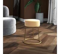 smnyxs Taburete redondo de terciopelo albaricoque con base de hierro para | Asiento aterciopelado, base de hierro resistente, diseño compacto, elegancia clásica, uso salón y pasillo
