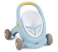 Smoby 210207 - Minikiss Baby Walker Croc 3 en 1 para niños + cochecito + asiento para muñecas y muñecas, cinturón de mantenimiento - Sistema de frenos de ruedas - Azul