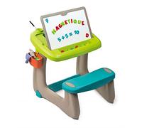 Smoby 420103 - Escritorio Infantil, Doble Cara Blanca magnética + Pizarra de Tiza, 80 Accesorios incluidos, a Partir de 3 años de Edad (versión en francés)