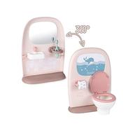 Smoby- Aseo Baby Nurse para Muñecos, con Inodoro y Rollo de Papel, Zona de Lavabo con Espejo, Cepillo de Dientes y Vaso, Muñeco no Incluido, A Partir de 3 años (7600220380)
