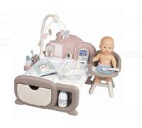 Smoby- Baby Nurse Nursery Electrónica 3-en-1, Incluye Muñeco de 30cm, 20 Accesorios, Adecuado a Partir de 3 Años (7600220375)