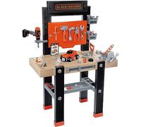 Smoby- Black & Decker Bricolo Center, Taller Banco de Trabajo de Juguete, 92 Accesorios, Taladro mecánico, Función de Clavo Sube-Baja (7600360727)