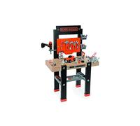 Smoby-Black + Decker -Bricolo Center Taller Banco Herramientas Infantil-función Clavo Sube y Baja, 90 Piezas-Incluye Coche para Construir