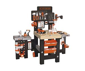 Smoby- Black & Decker Mega Center, Muy Completo, Área de Mecánica, Fontanería y Carpintería, 100 Accesorios, Plegable (7600360726web), 360726WEB