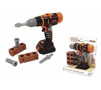 Smoby Black+Decker Taladro atornillador mecánico, juguete bricolaje 2 brocas y 4 accesorios