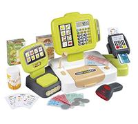 Smoby - Caja Registradora de Juguete, 30 Accesorios, Calculadora Real y Escáner de Luz y Sonido, A Partir de 3 Años (7600350114)