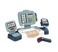 Smoby - Caja registradora Grande - Escáner con Sonidos y Luces - Calculadora - Báscula mecánica - 30 Accesorios incluidos - para Mayores de 3 años - Fabricado en Francia