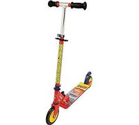 Smoby - Cars Patinete Plegable Manillar de Altura Regulable, Freno de pie Trasero, Disney 750344, Rojo/Amarillo