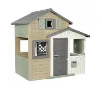 Smoby- Casita Infantil EVO Friends House Smoby Life- Extra Espaciosa, Material Reciclado (50%), Puerta de Entrada, contraventanas, Resistente a los Rayos UV, A Partir de 2 años (7600810205)
