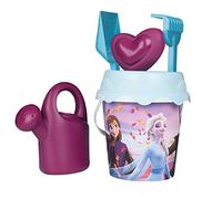 Smoby- Cubo de Playa Frozen con Accesorios, Medidas: 17x17x35cm, Incluye Cubo, Tamiz, Pala, Rastrillo, Molde y Regadera, A Partir de 18 Meses