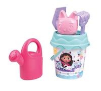 Smoby- Cubo de Playa La Casa de Gabby - 17cm, con Regadera, Tamiz, Rastrillo, Pala y Molde para Arena, A Partir de 18 Meses, Fabricado en Francia (7600862176)