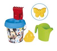 Smoby - Cubo de Playa Mickey - Incluye Cubo, Pala, rastrillo, tamiz, regadera y Molde - Material Reciclado - para niños a Partir de 18 Meses - (7600862198)