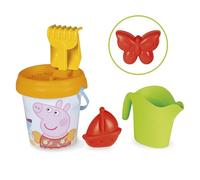 Smoby - Cubo de Playa Peppa Pig - Incluye Cubo, Pala, rastrillo, tamiz, regadera y Molde para Arena, Contiene Material Reciclado, a Partir de 18 Meses (7600862189)