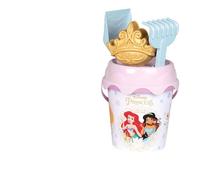 Smoby- Cubo de Playa Princesas Disney - 17cm, con Tamiz, Rastrillo, Pala y Molde para Arena, A Partir de 18 Meses, Fabricado en Francia (7600862175)