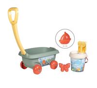 Smoby Life - Carrito de Playa - Carrito con Ruedas - Cubo, tamiz, Pala, rastrillo, Molde de Arena - Material Reciclado - A Partir de los 18 Meses - Fabricado en Francia