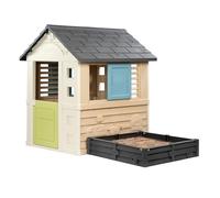 Smoby Life - Casa de Juegos Cuadrada (174 x 110 x 127 cm) con 60% de Contenido de Reciclaje con Caja de Arena, casa de Juegos de jardín para niños, Incluye Accesorios, a Partir de 2 años