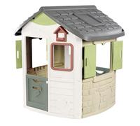 Smoby Life Casa Jura Lodge - Casa de Juegos Infantil con 2 Puertas Bajas, Ventanas con Contraventanas y Comedero para Pájaros - Material Reciclado - Resistente Rayos UV - Más de 2 años (7600810504)