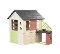 Smoby Life Casa Nature con Cocina de Juguete - Casita Infantil Interior y Exterior - Material Reciclado UV Resistente - A Partir 2 años - Cocina y Accesorios Incluidos - (7600810739)