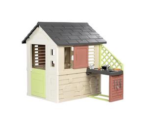 Smoby Life Casa Nature con Cocina de Juguete - Casita Infantil Interior y Exterior - Material Reciclado UV Resistente - A Partir 2 años - Cocina y Accesorios Incluidos - (7600810739)