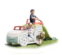 Smoby Life Coche Aventura Multiactividad - Estación de Conducción, Tobogán de 1,50 m, Caja de Arena con Tapa, Plástico Reciclado, para Niños a Partir de 18 Meses (7600840207)