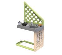 Smoby Life - Cocina de Verano - Compatible con Varias Casas - Parrilla, Fregadero con Grifo - Material Reciclado - A Partir de 2 años - Fabricado en Francia