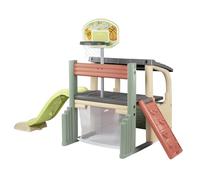 Smoby Life Fun Center - Casa de Juegos Infantil XXL con Tobogán 150 cm, Canasta de Baloncesto, Portería de Fútbol y Escalada - para Exterior - Plástico Reciclado 62% - +2 Años (7600840206)