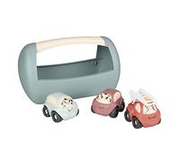 Smoby Little Set de 3 Vehículos - Primera Edad - 2 Coches y 1 Camión de Bomberos - Caja de Transporte - A Partir de 12 Meses