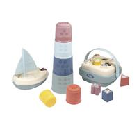 Smoby Little Set de baño y Aprendizaje temprano - Reconocimiento de Formas - Motricidad Fina - Torre mágica - Cesta de Formas - Barco de Vela - A Partir de 12 Meses - Fabricado en Francia