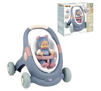 Smoby- Little Smoby Andador 3-en-1 con Muñeco 30cm, Andador, Cochecito y Asiento para Bebe de Juguete (7600140308)
