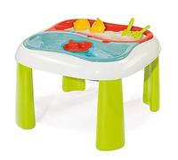 Smoby- Mesa Exterior de Juego Agua y Arena con Dos Partes Diferenciadas, Tapa Incluida, con 5 Accesorios: Barco, Rastrillo, Pala y 2 Moldes de Arena (840110)