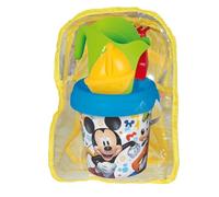 Smoby -Mochila con Cubo de Playa Mickey - Incluye Cubo, Pala, rastrillo, tamiz, regadera y Molde - Material Reciclado - para niños a Partir de 18 Meses - (7600862217)