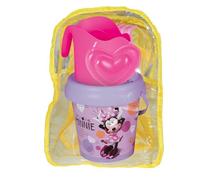 Smoby -Mochila con Cubo de Playa Minnie - Incluye Cubo, Pala, rastrillo, tamiz, regadera y Molde - Material Reciclado - para niños a Partir de 18 Meses -(7600862216)
