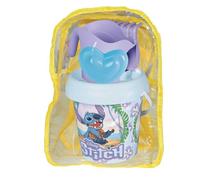 Smoby - Mochila con Cubo de Playa Stitch, Set Completo con Pala, Rastrillo, Tamiz, Regadera y Molde, Contiene Plástico Reciclado, Juguete para Arena A Partir de 18 Meses (7600862211)