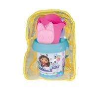 Smoby Mochila de playa Gabby con cubo completo, tamiz, rastrillo, pala y regadera, 66% reciclado