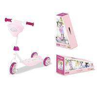 Smoby - Patinete Corolle para niños - 3 Ruedas - Manillar Regulable en Altura - Asiento de muñeca - Superficie Antideslizante - Construcción Estable - A Partir de 3 años
