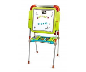 Smoby - Pizarra Evolutiva Metálica, Doble Lado Magnético Blanco + Pizarra Para Tiza, Altura Ajustable, 80 Accesorios Incluidos, Adecuado a Partir de 3 Años (410205)