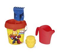 Smoby - Set de Cubo de Iron Man - Incluye regadera, Pala, Molde de Arena, colador y rastrillo - Material Reciclado - Apto para niños a Partir de 18 Meses - Fabricado en Francia