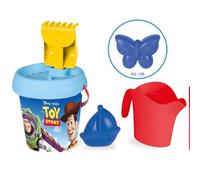 Smoby - Set de Cubo de Toy Story - Incluye regadera, Pala, Molde de Arena, colador y rastrillo - Material Reciclado - A Partir de los 18 Meses - Fabricado en Francia