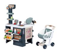 Smoby - Smarty Market - Tienda de Juguete Infantil con Caja registradora, báscula mecánica, escáner con Luces y Sonidos, 42 Accesorios incluidos, para Mayores de 3 años, Fabricado en Francia.
