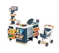 Smoby- Supermercado Maxi con Carrito- Caja Registradora Sin Función Real, Zona de Embolsado, Lector de Código de Barras, Balanza, Frigorífico y 50 Accesorios, Juguete Niños Niñas 3 años (7600350242)