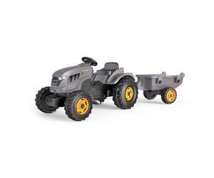 Smoby- Tractor Infantil con Pedales Stronger XXL, Muy Resistente, con Remolque, Volante con Bocina, Asiento Ajustable, A Partir de 3 Años (7600710202)