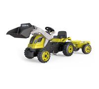 Smoby- Tractor Infantil Excavadora con Pedales Farmer MAX Verde, Muy Resistente, con Pala y Remolque, Volante con Bocina, Asiento Ajustable, A Partir de 3 Años (7600710132)